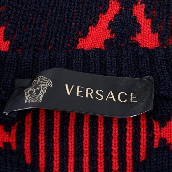 Versace Geometric Knit Sweater Size 42 Red & Black Wool - Picture 6 of 6
